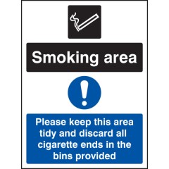 Smoking Area - Keep Area Tidy and Discard All Ends in Bins