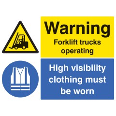 Warning - Forklift Trucks Operating - High Visibility Clothing Must be Worn