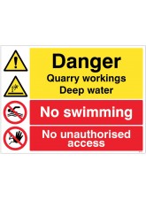 Danger - Quarry Workings - Deep Water - No Swimming - Keep out