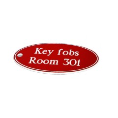 Key Fob - Red with White Text - Oval