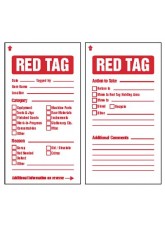 Red Tag - Quality Control - Double Sided Tag - Includes Cable Ties (Pack of 10)
