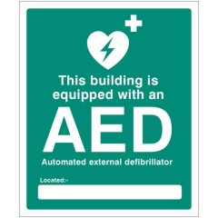 This Building is equipped with an AED Located (Space for Location)
