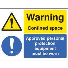 Warning - Confined Space - Approved PPE Must be Worn