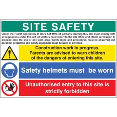 Site Safety - H&S Act - Construction Work - Helmets - Unauthorised Entry Forbidden