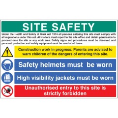 Site Safety - H&S Act - Construction Work - Helmets - Hi Vis - Unauthorised Entry Forbidden
