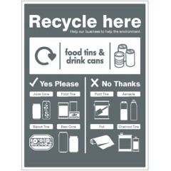 Food Tins and Drink Cans - WRAP Recycle Here Sign