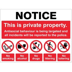 Notice - This is Private Property Antisocial Behaviour is Being Targeted