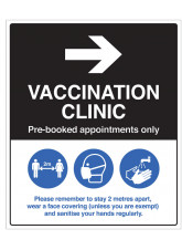 Vaccination Clinic (arrow right) Pre-booked appointments only