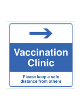 Vaccination Clinic (arrow right) - Please keep a safe distance from others