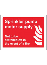 Sprinkler Pump Motor Supply Not to be switched off in the event of Fire